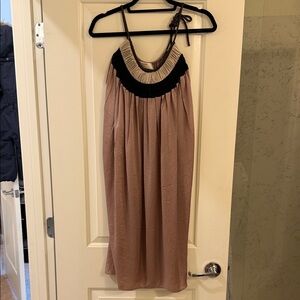 Lanvin Strapless Tan and Black Dress